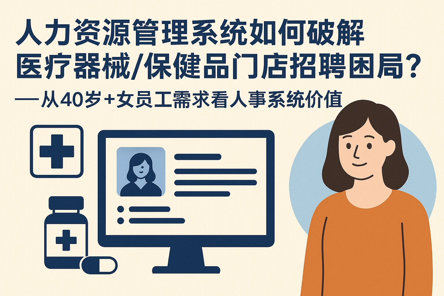 人力资源管理系统如何破解医疗器械/保健品门店招聘困局?——从40岁+女员工需求看人事系统价值