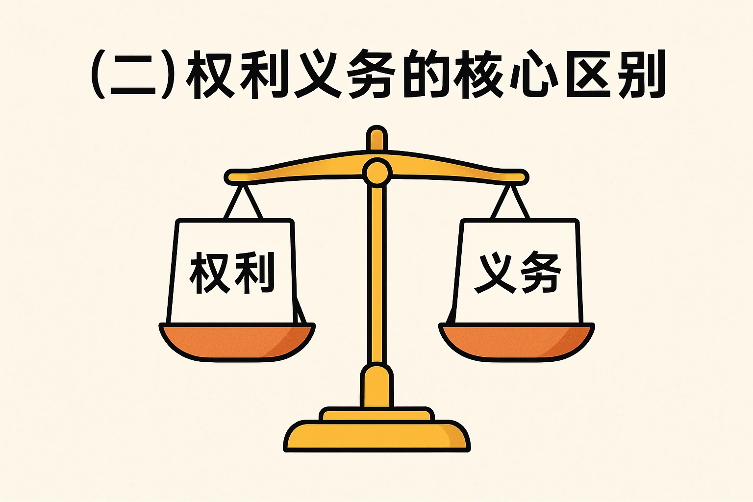 (二)权利义务的核心区别