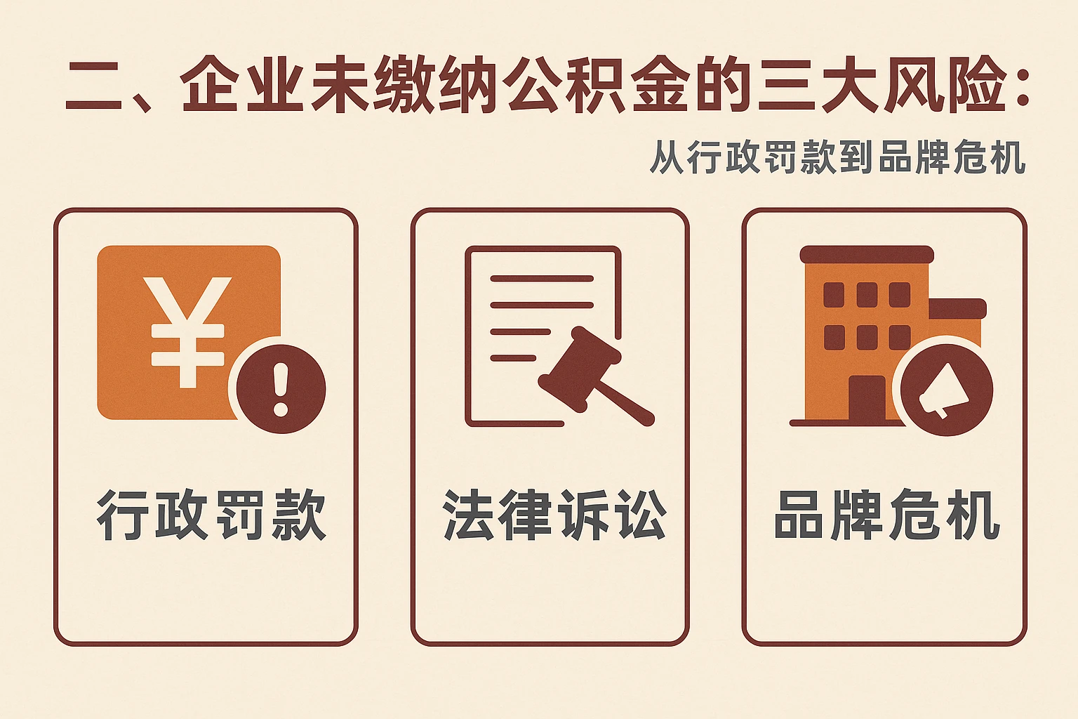 二、企业未缴纳公积金的三大风险:从行政罚款到品牌危机