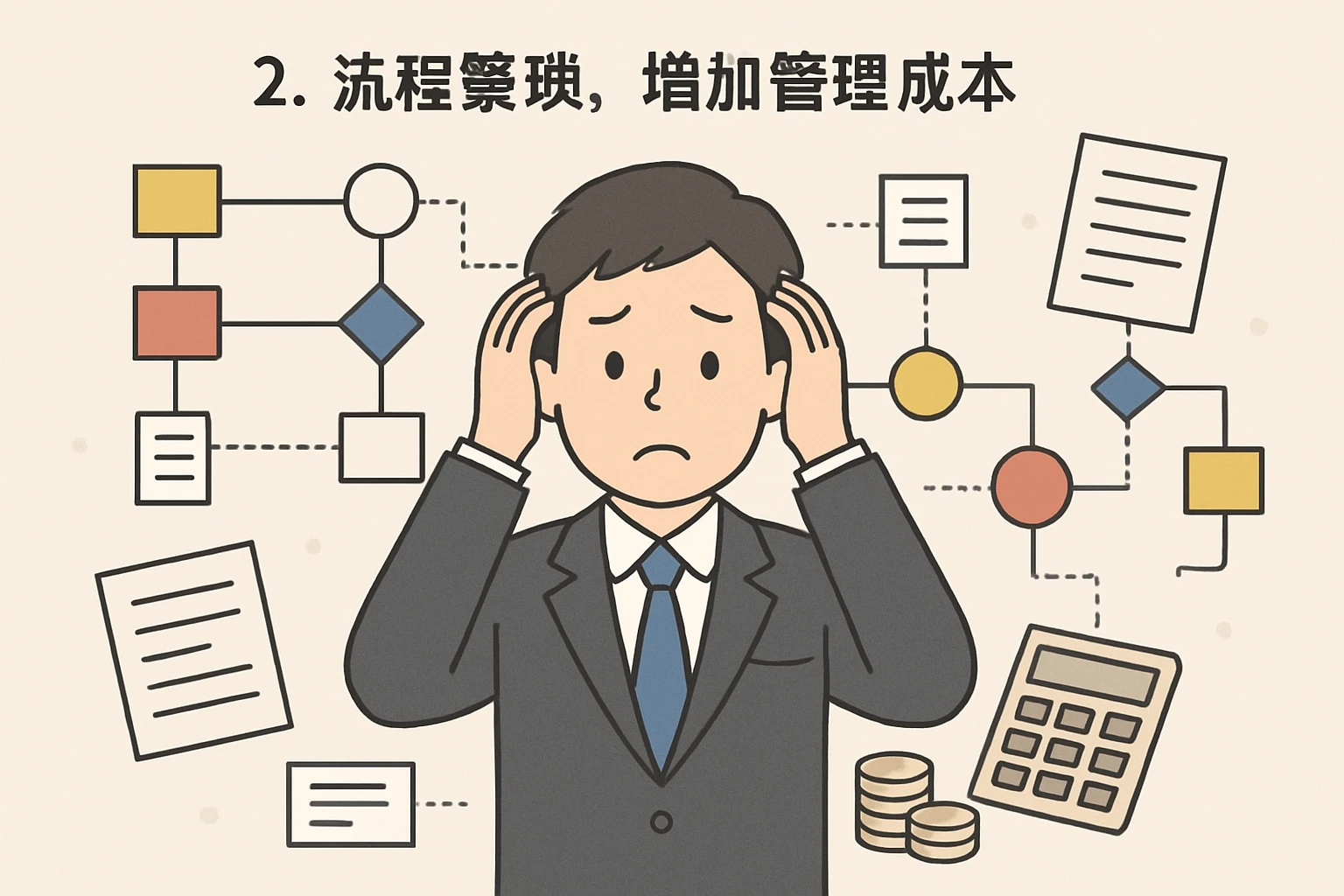 2. 流程繁琐，增加管理成本
