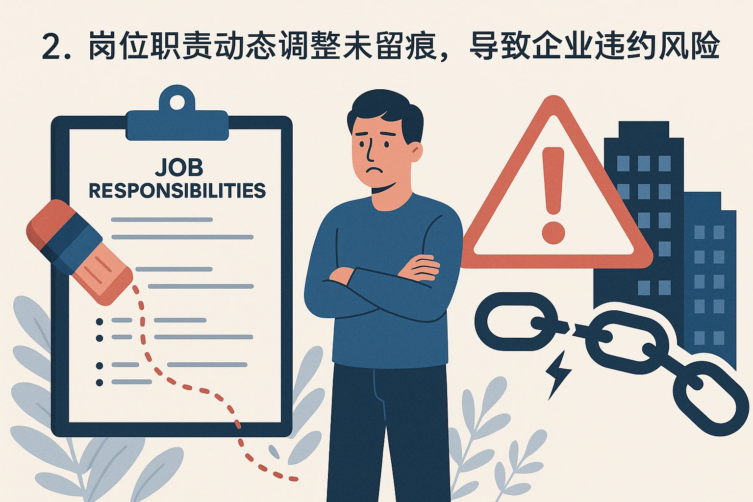 2. 岗位职责动态调整未留痕，导致企业违约风险
