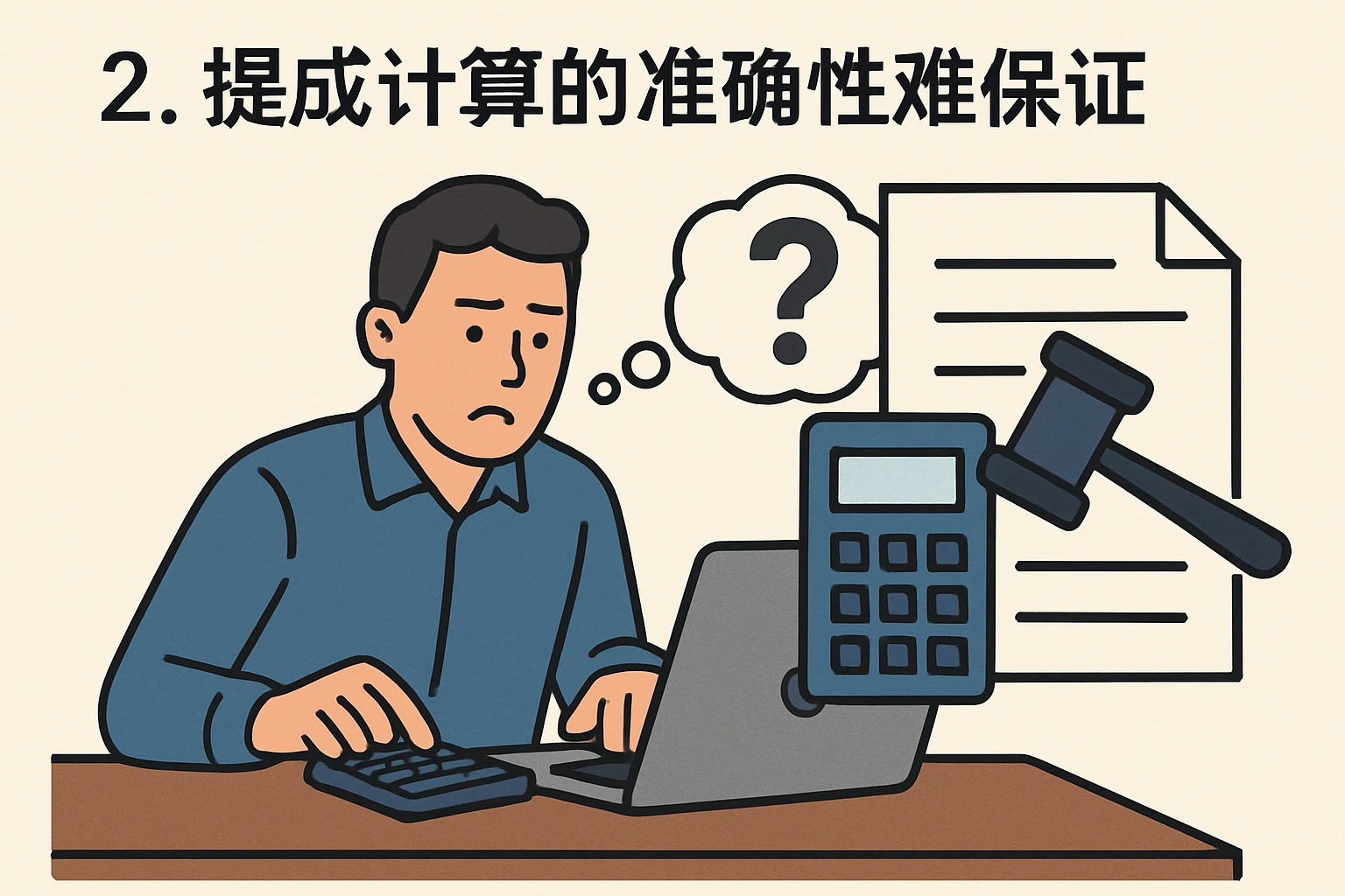 2. 提成计算的准确性难保证