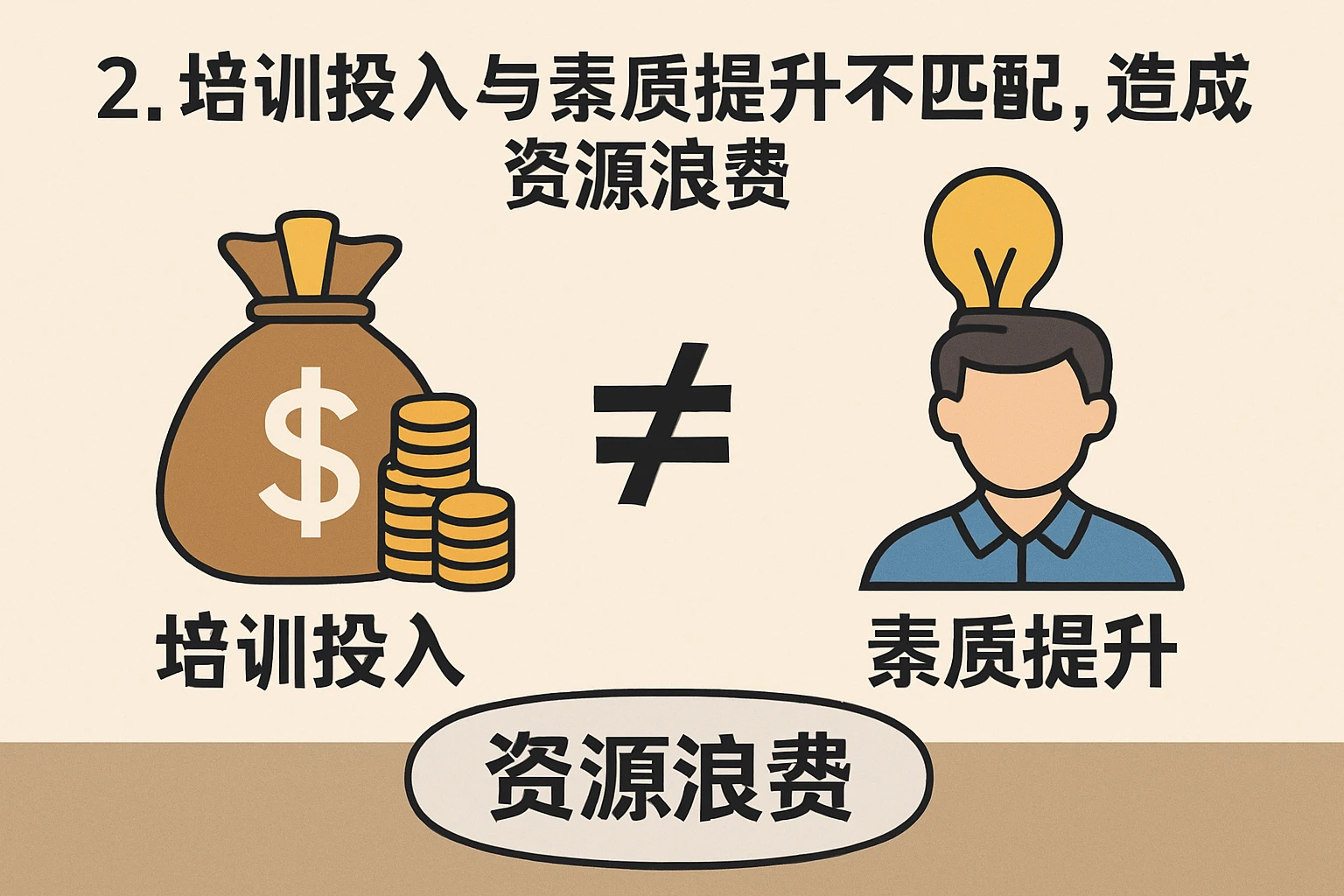 2. 培训投入与素质提升不匹配,造成资源浪费