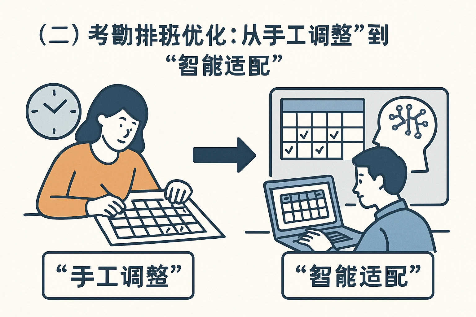 （二）考勤排班优化：从“手工调整”到“智能适配”