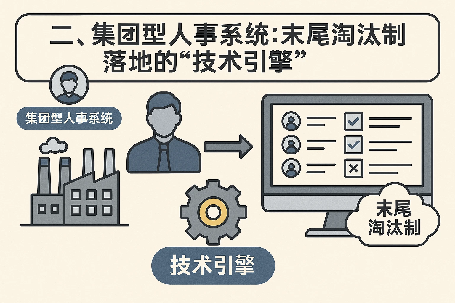 二、集团型人事系统：末尾淘汰制落地的“技术引擎”