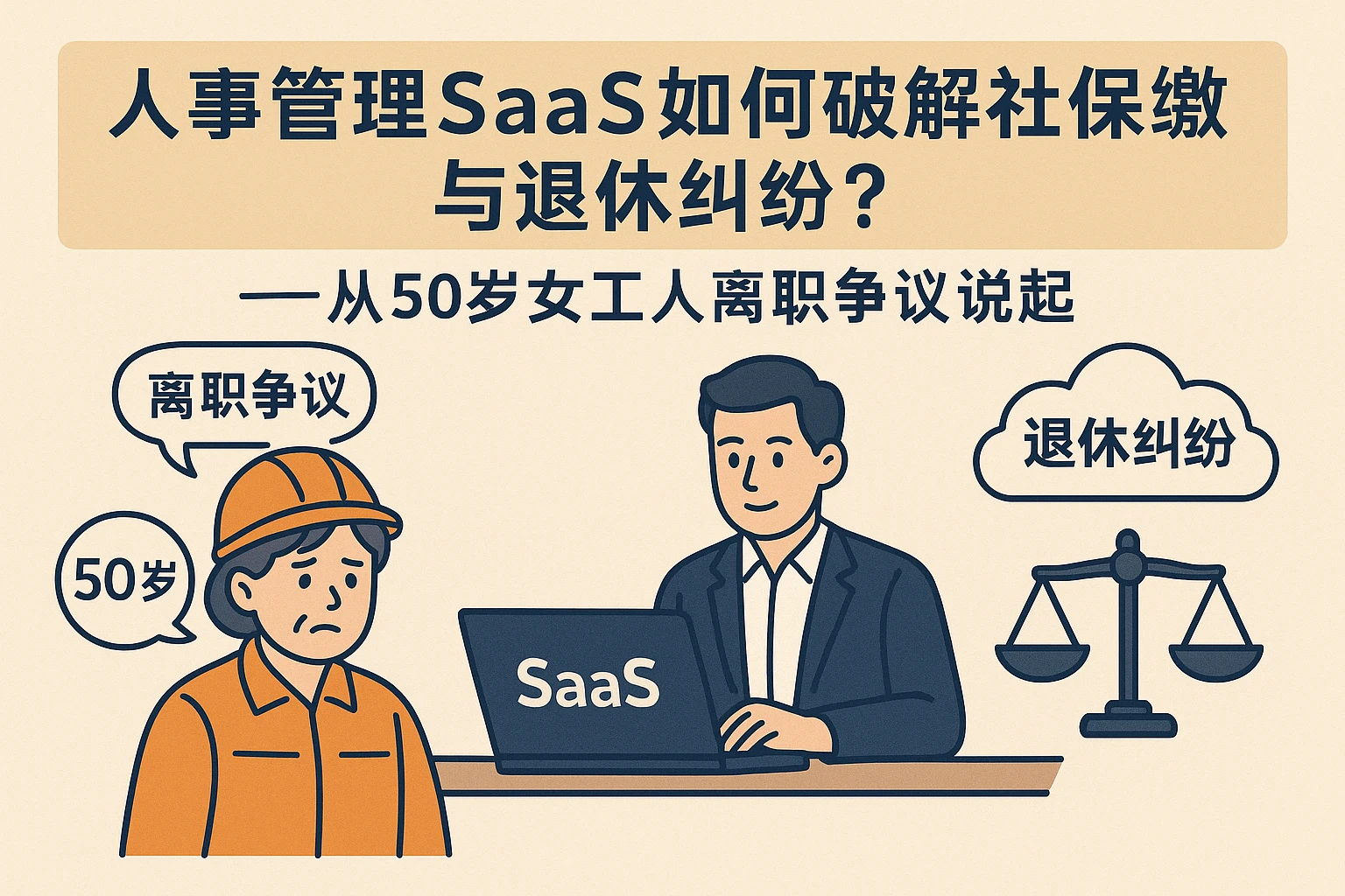人事管理SaaS如何破解社保缴纳与退休纠纷？——从50岁女工人离职争议说起
