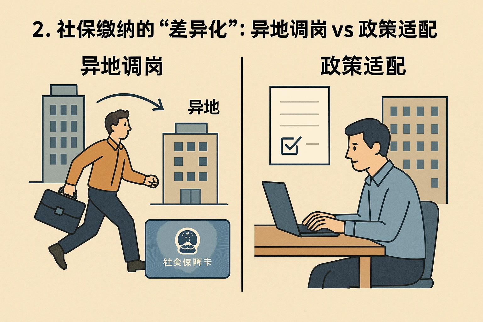 2. 社保缴纳的“差异化”：异地调岗vs政策适配