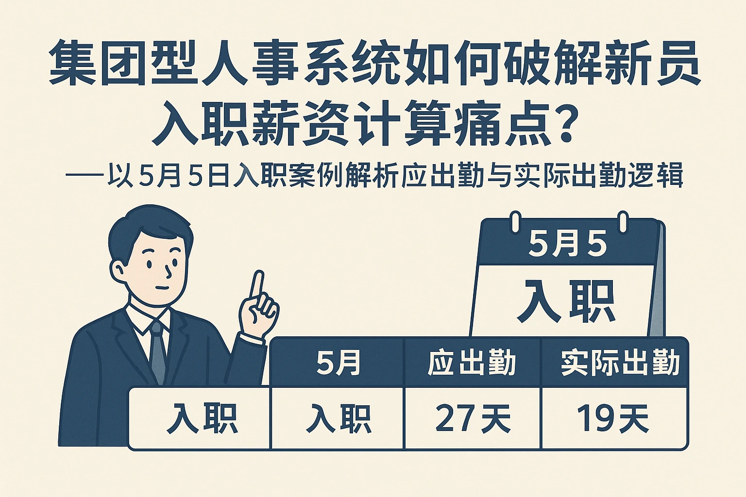 集团型人事系统如何破解新员工入职薪资计算痛点？——以5月5日入职案例解析应出勤与实际出勤逻辑