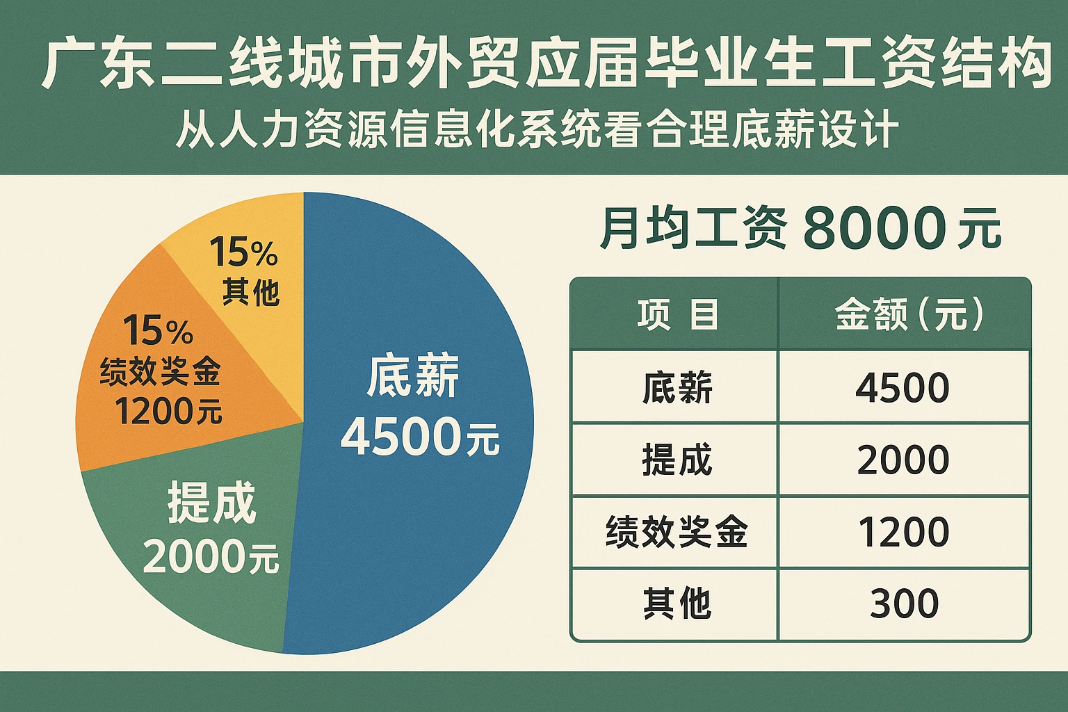 广东二线城市外贸应届毕业生工资结构解析——从人力资源信息化系统看合理底薪设计