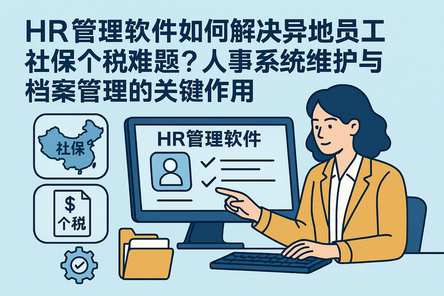 HR管理软件如何解决异地员工社保个税难题？人事系统维护与档案管理的关键作用