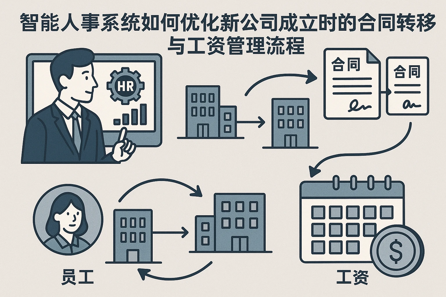 智能人事系统如何优化新公司成立时的合同转移与工资管理流程
