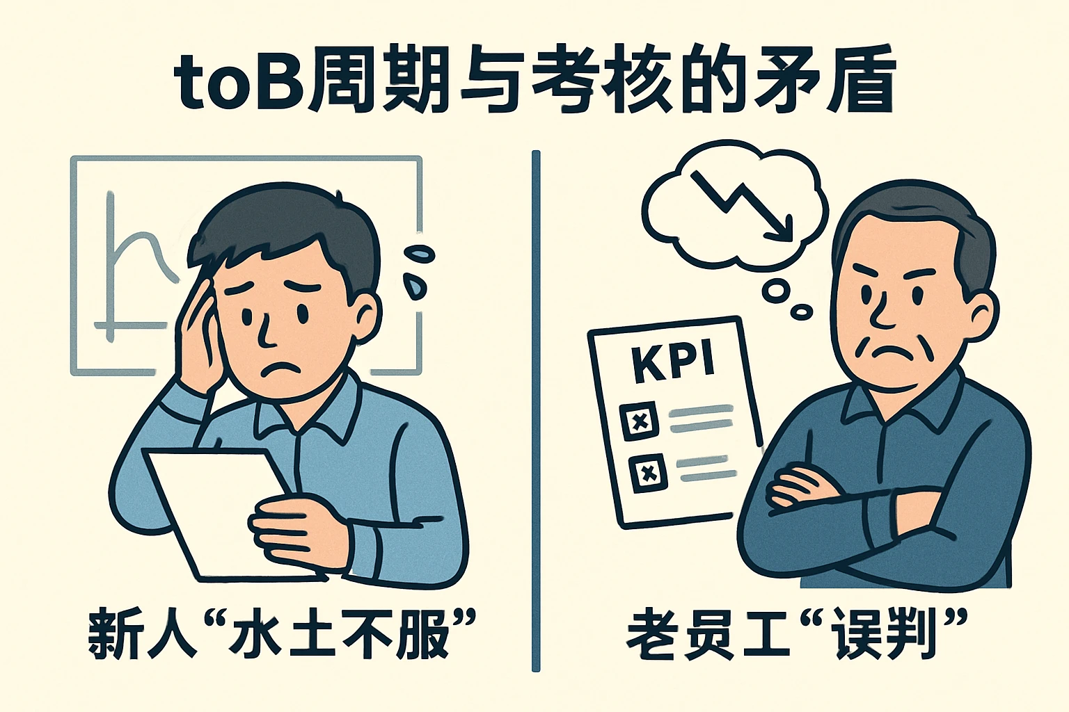 2. toB周期与考核的矛盾：新人“水土不服”与老员工“误判”