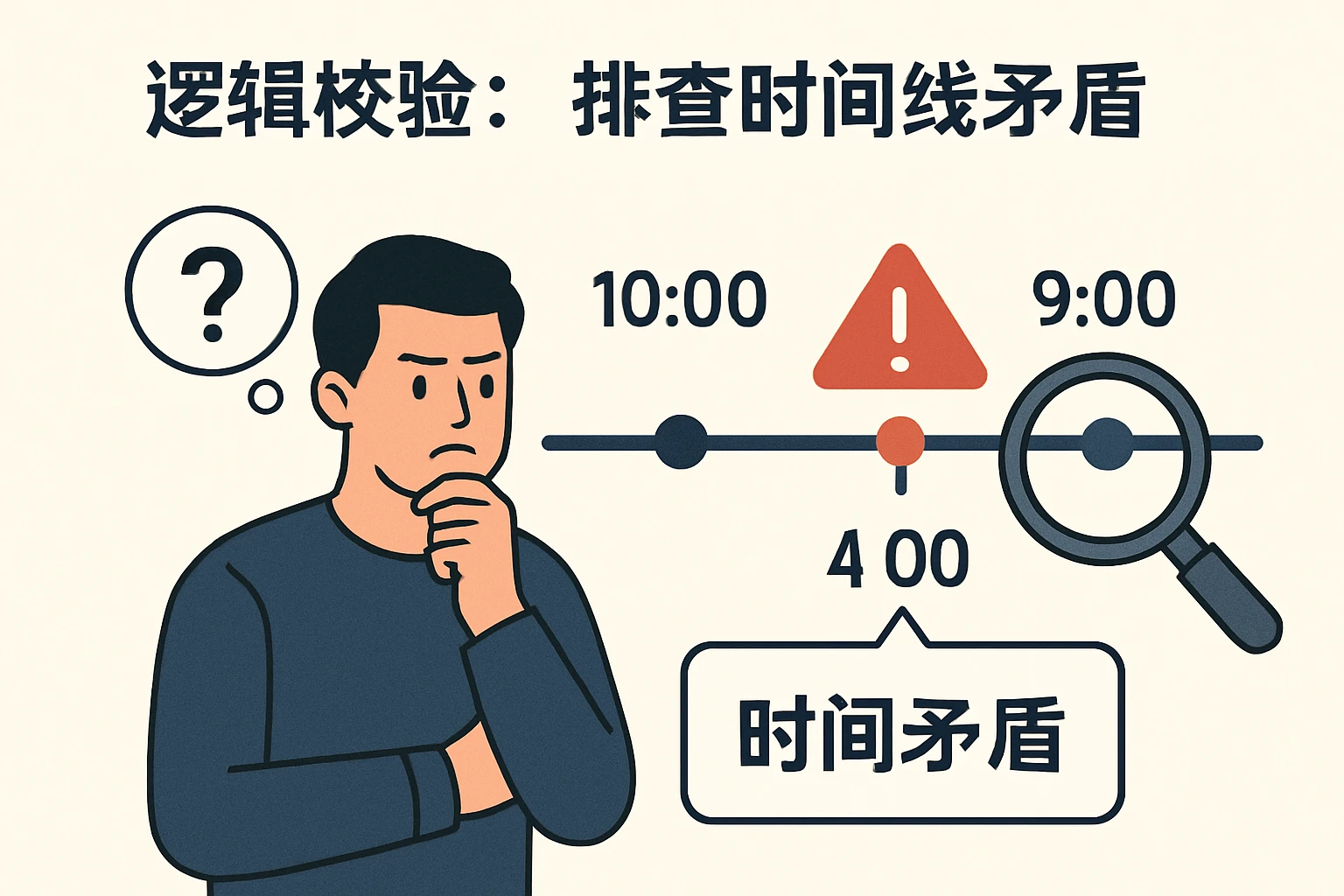 2. 逻辑校验：排查时间线矛盾