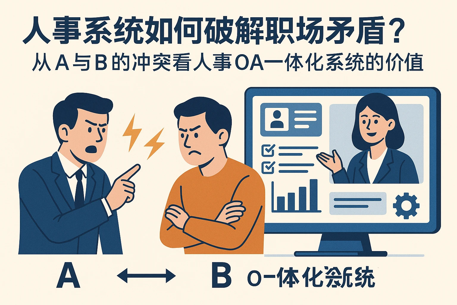 人事系统如何破解职场矛盾？从A与B的冲突看人事OA一体化系统的价值