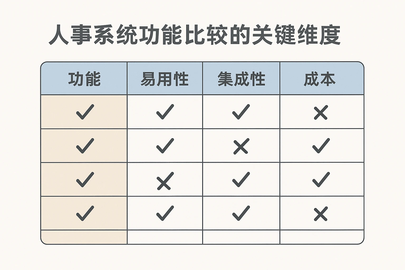 人事系统功能比较的关键维度