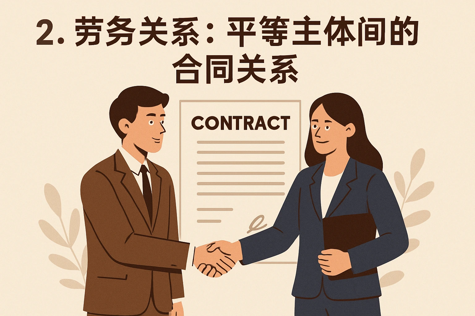 2. 劳务关系：平等主体间的合同关系