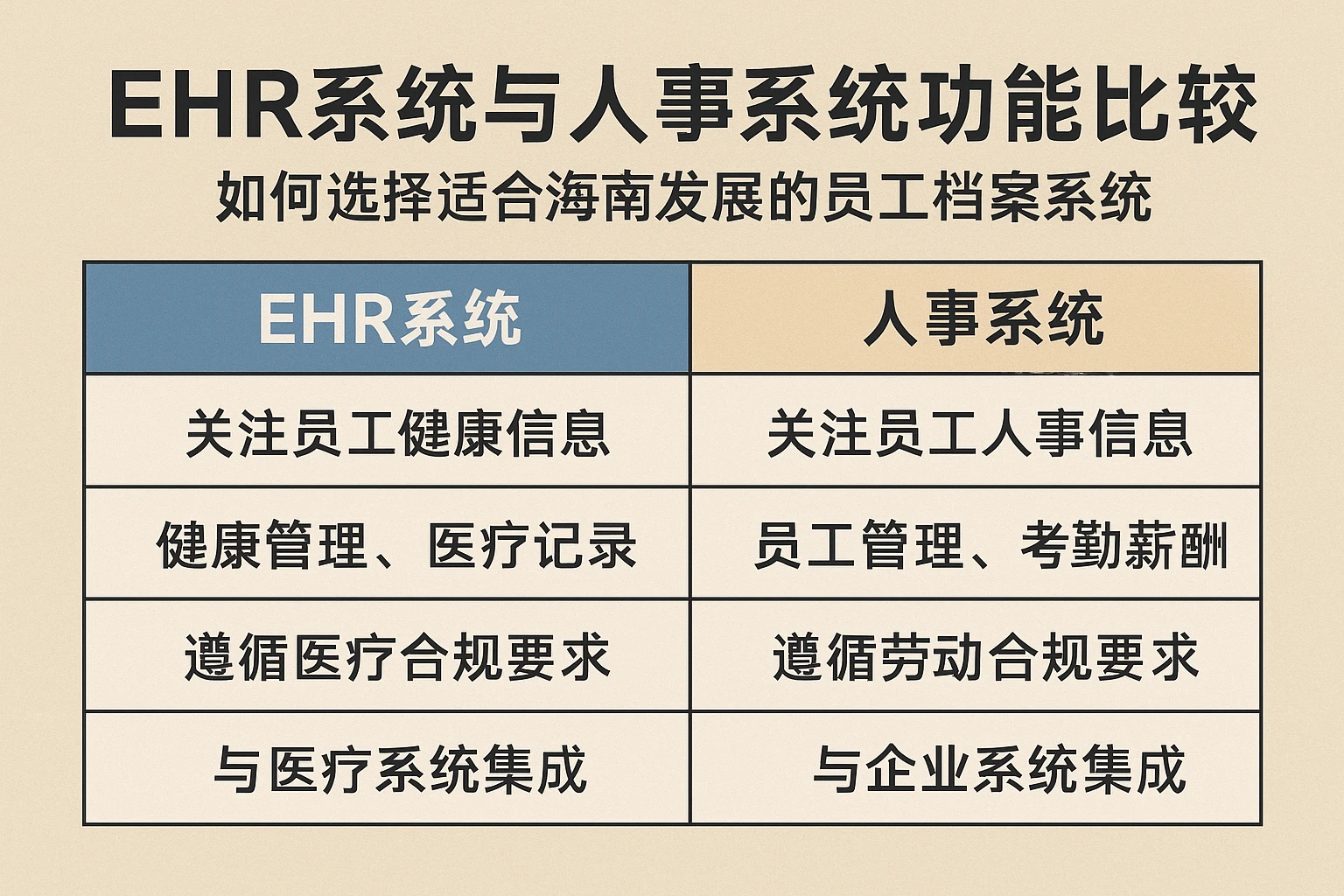 ehr系统与人事系统功能比较：如何选择适合海南发展的员工档案系统