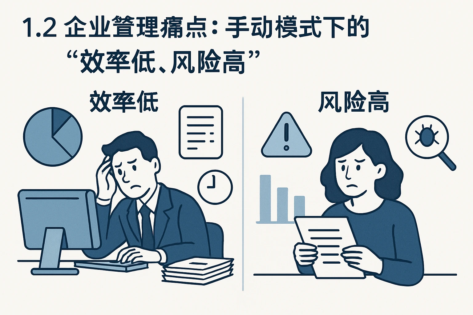 1.2 企业管理痛点：手动模式下的“效率低、风险高”