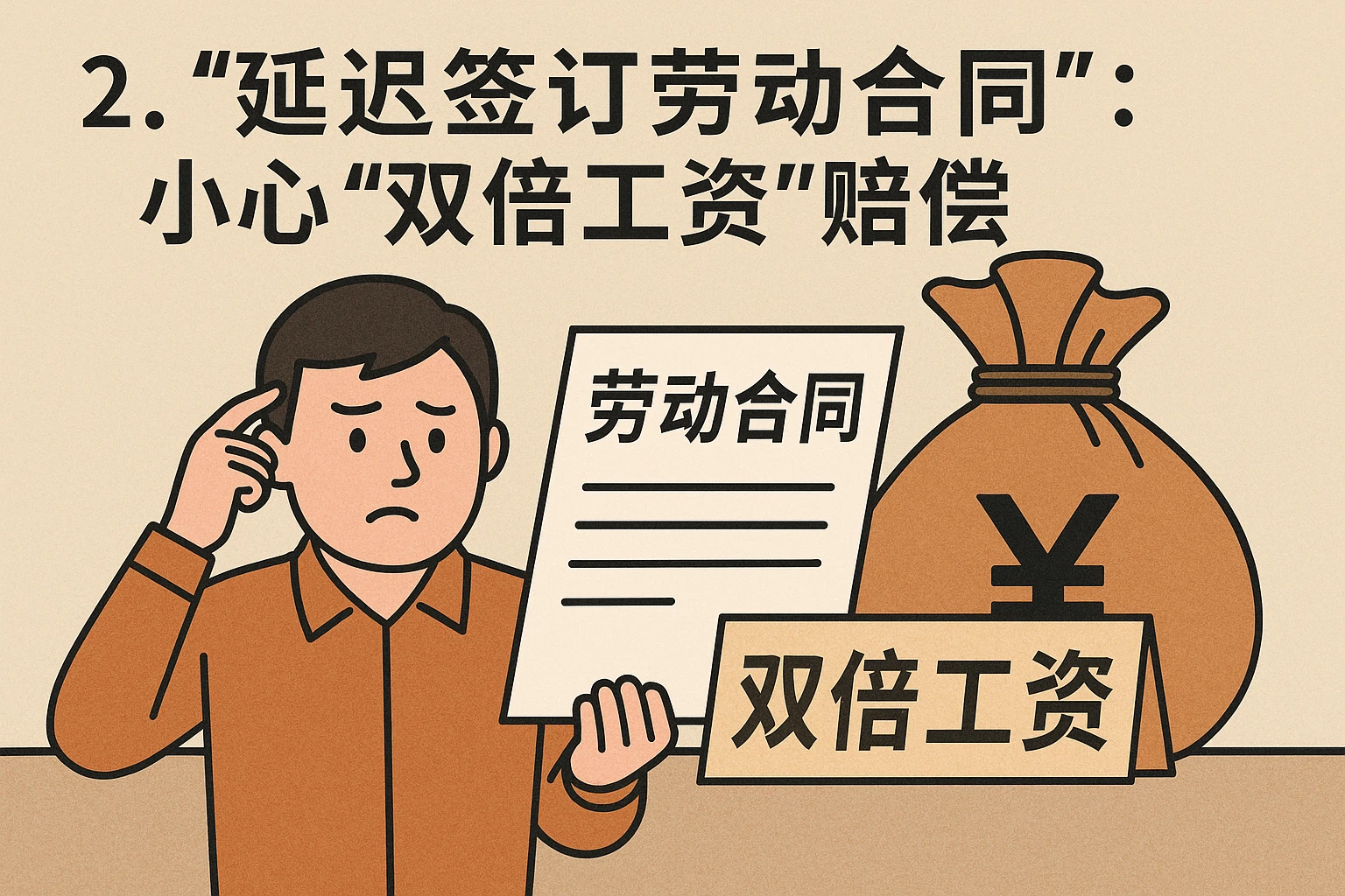 2. “延迟签订劳动合同”：小心“双倍工资”赔偿