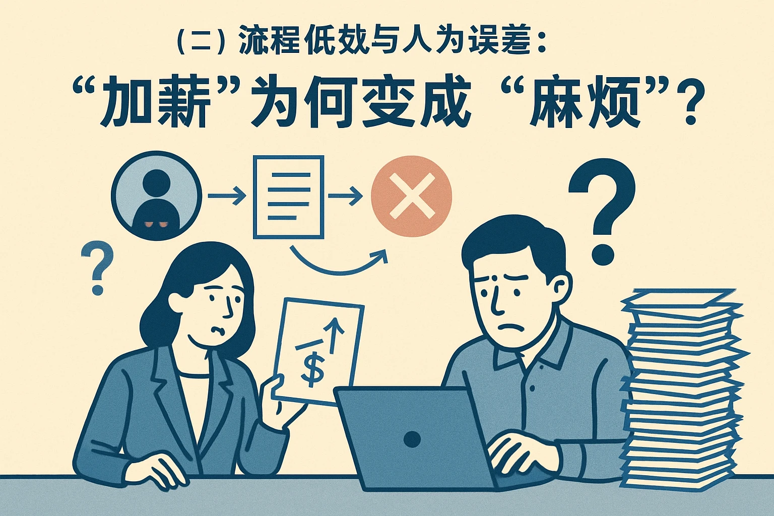 （二）流程低效与人为误差：“加薪”为何变成“麻烦”？
