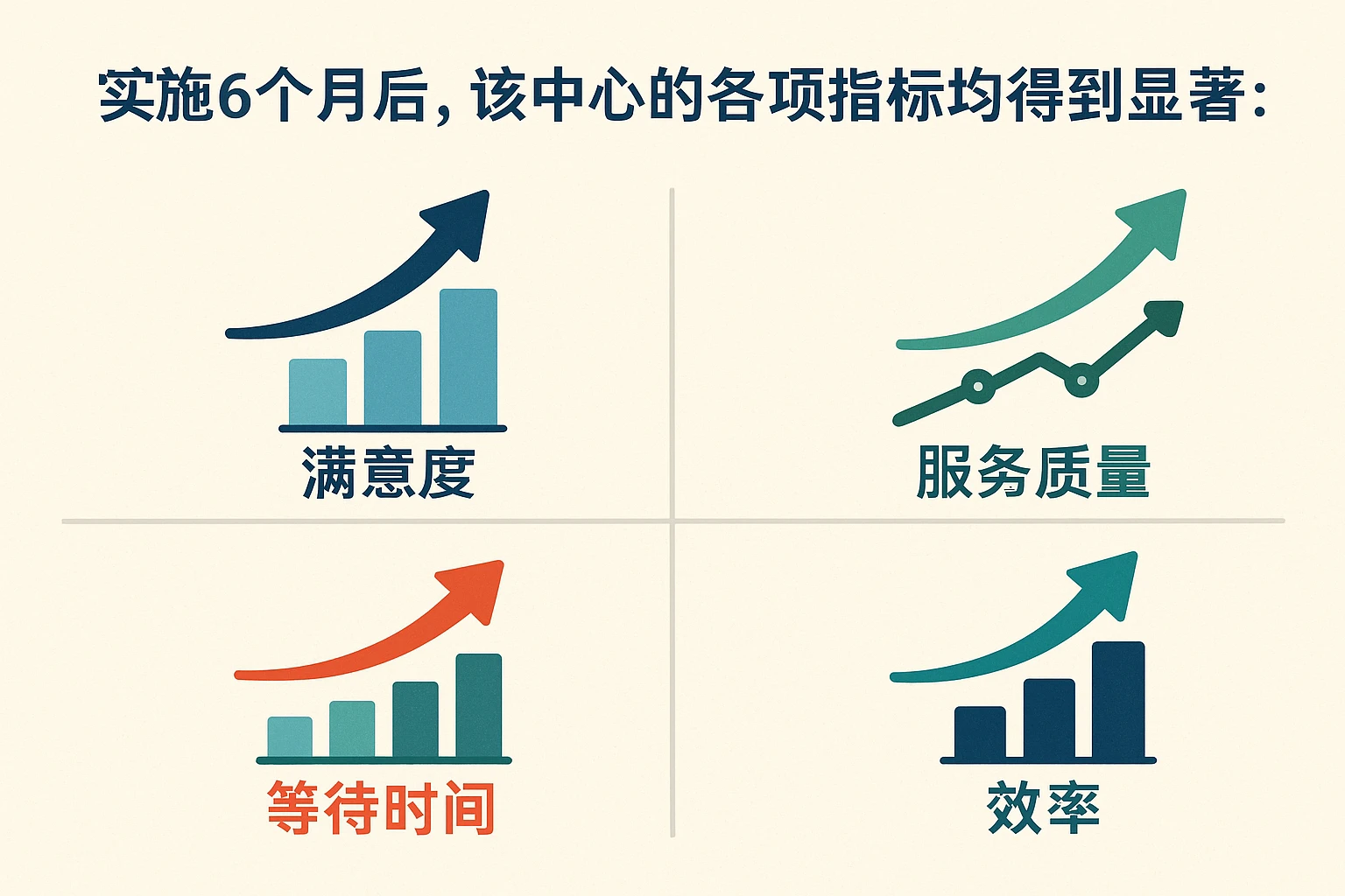 实施6个月后，该中心的各项指标均得到显著改善：