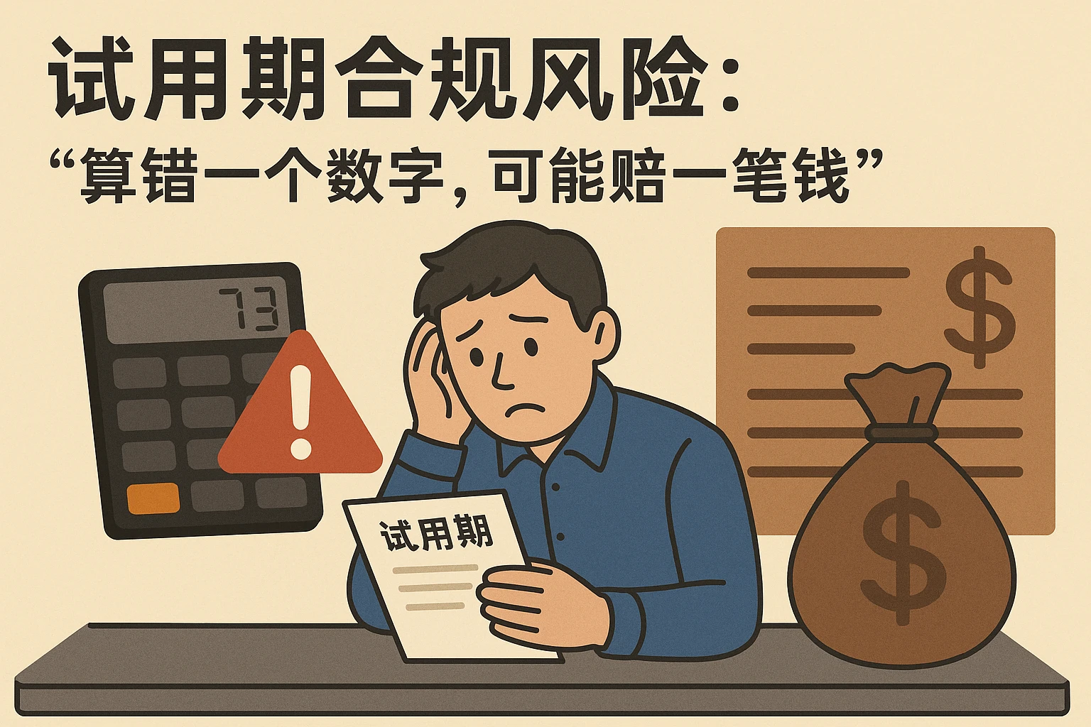 1. 试用期合规风险：“算错一个数字，可能赔一笔钱”