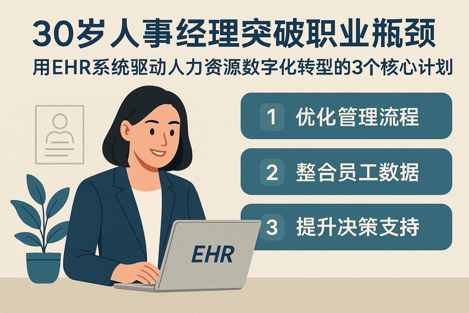 30岁人事经理突破职业瓶颈：用EHR系统驱动人力资源数字化转型的3个核心计划