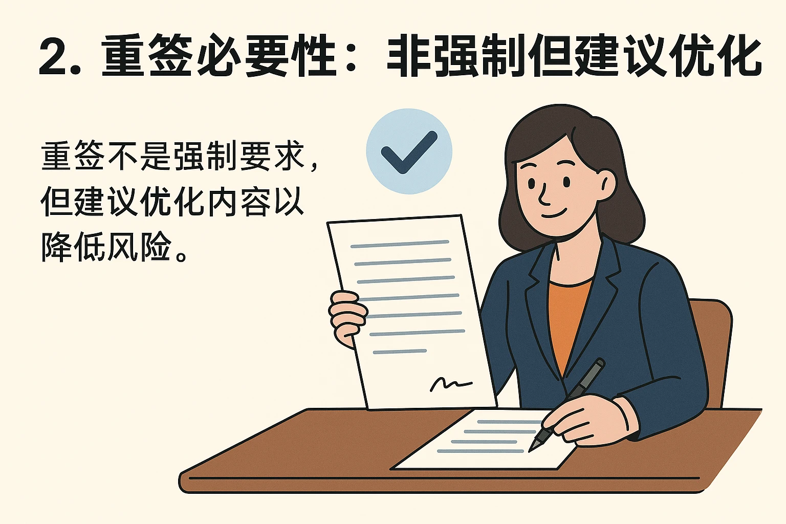 2. 重签必要性:非强制但建议优化