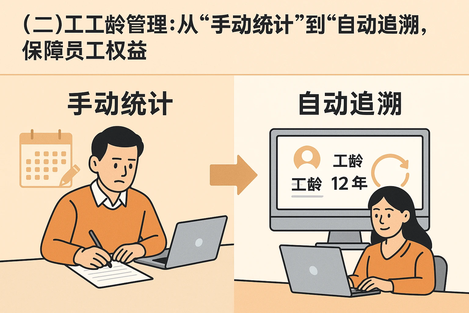 （二）工龄管理：从“手动统计”到“自动追溯”，保障员工权益