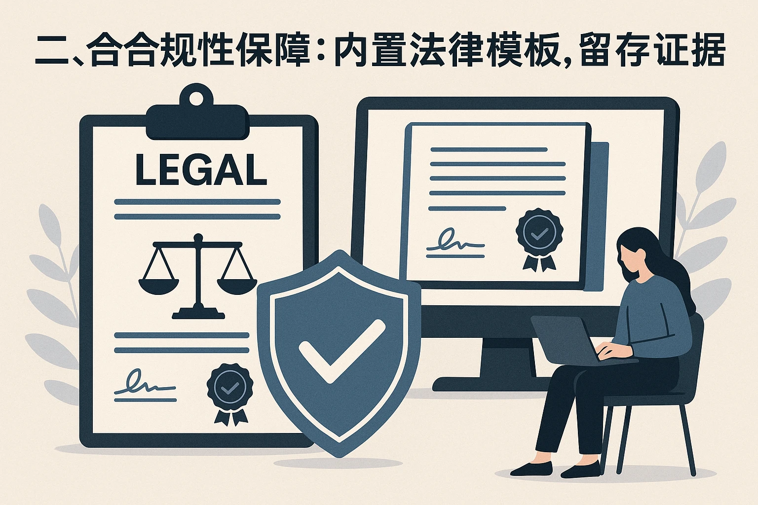 二、合规性保障：内置法律模板，留存证据