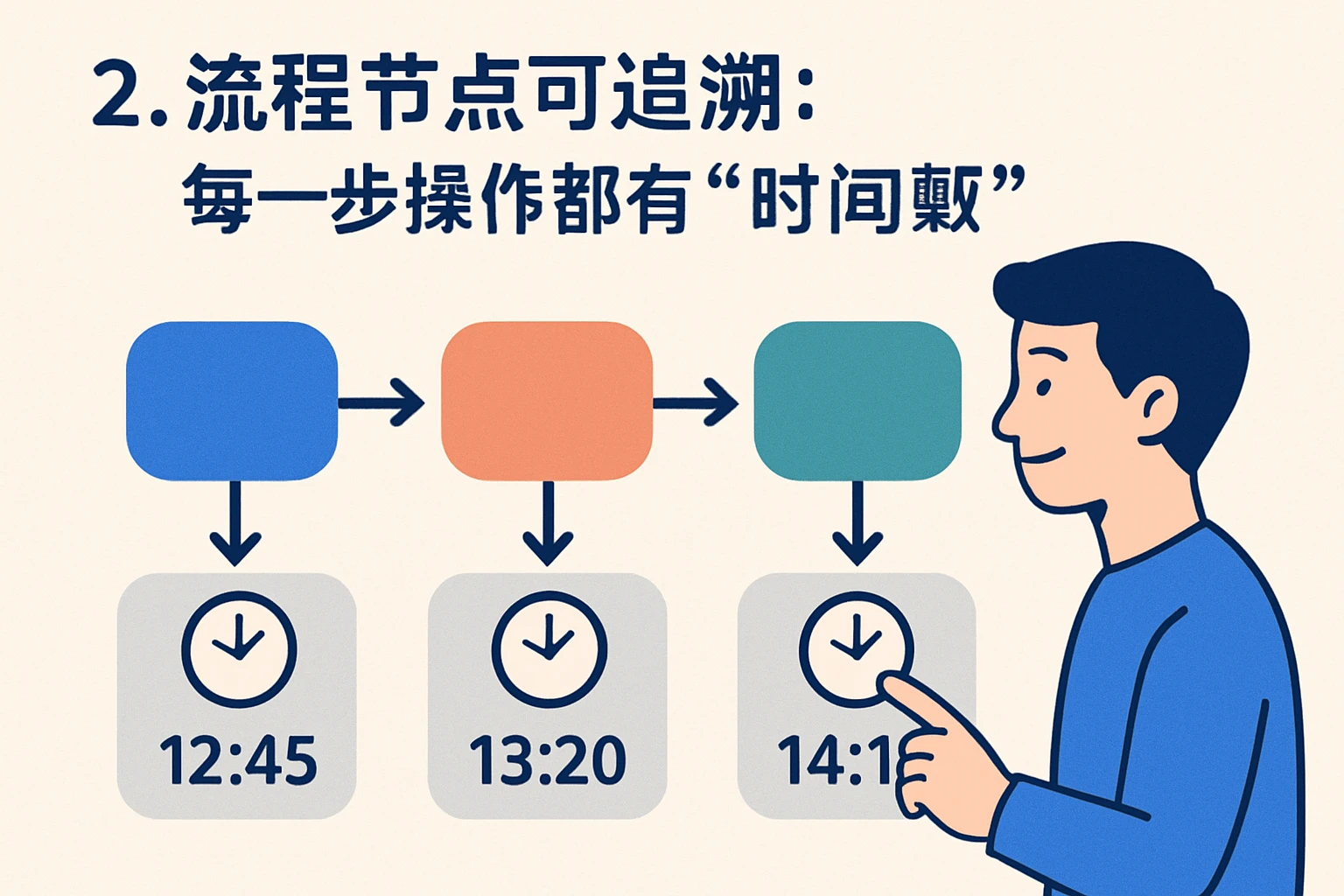 2. 流程节点可追溯:每一步操作都有“时间戳”