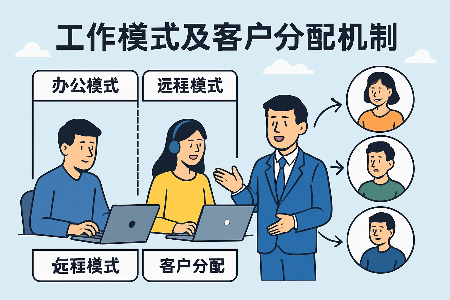 工作模式及客户分配机制