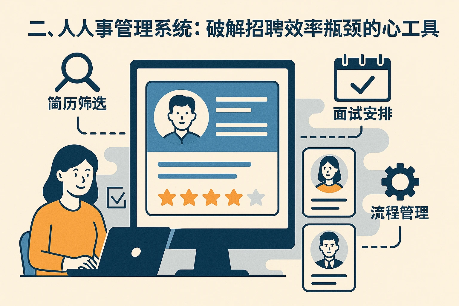 二、人事管理系统:破解招聘效率瓶颈的核心工具