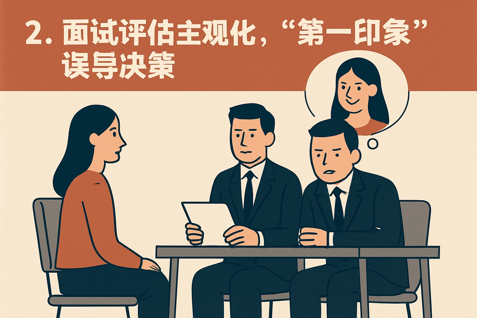 2. 面试评估主观化,“第一印象”误导决策