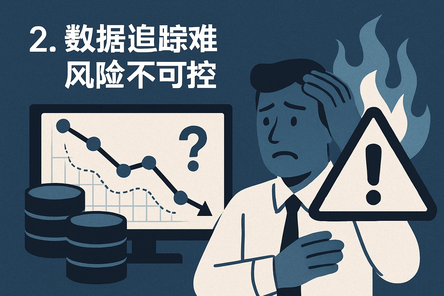 2. 数据追踪难，风险不可控