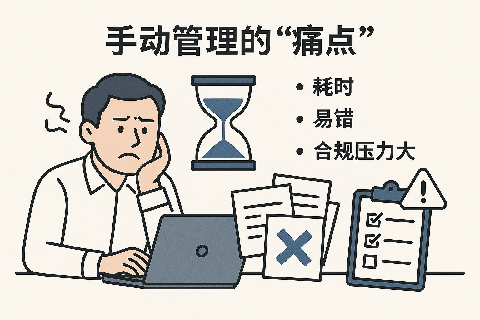 2. 手动管理的“痛点”：耗时、易错、合规压力大