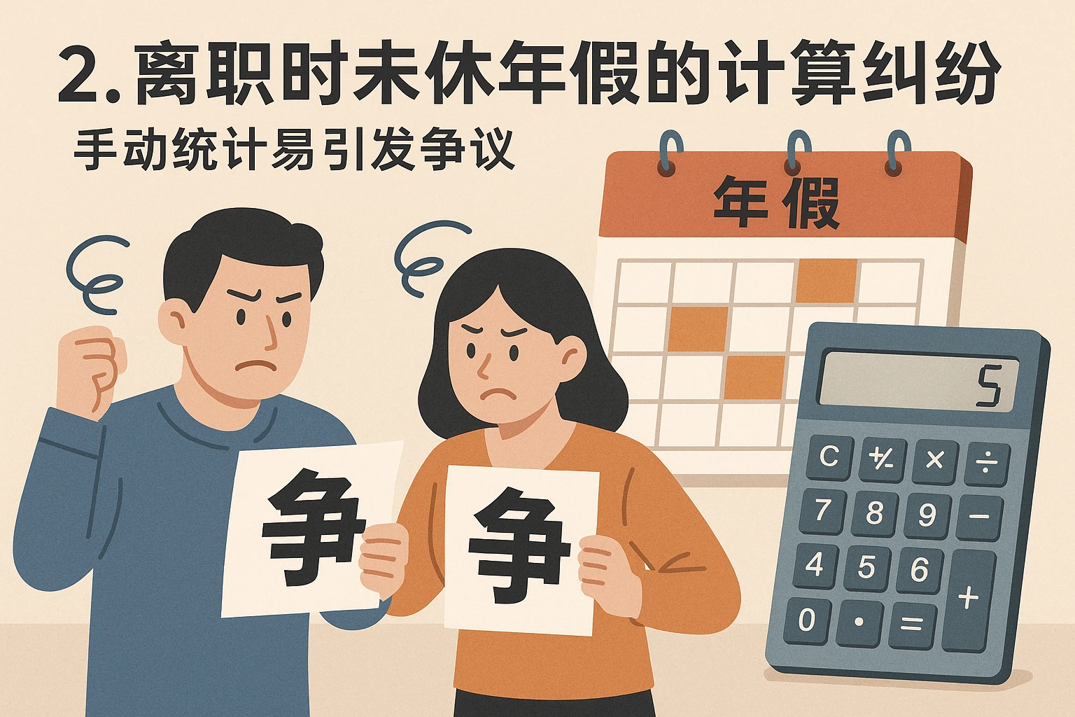 2. 离职时未休年假的计算纠纷：手动统计易引发争议