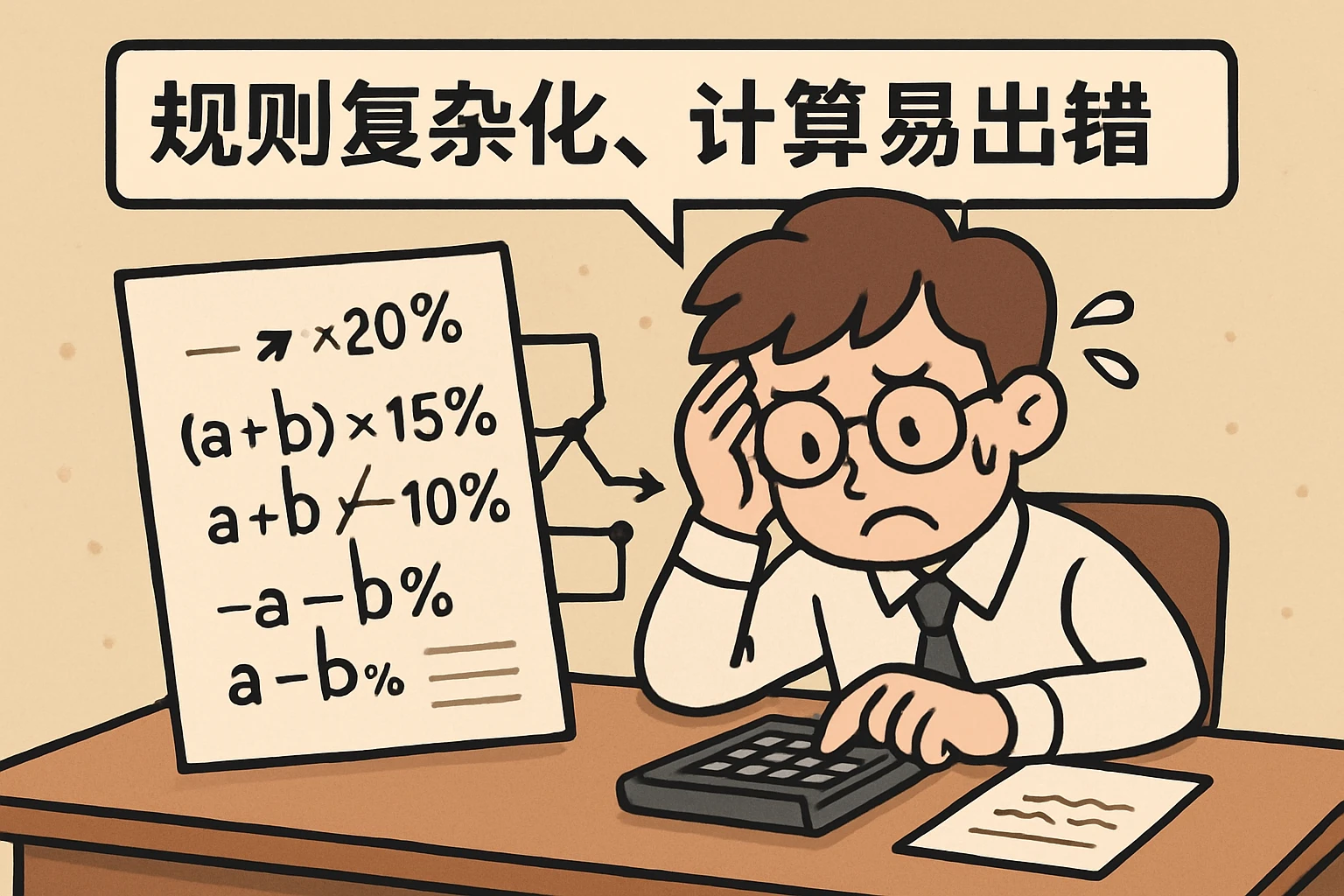 2. 规则复杂化，计算易出错