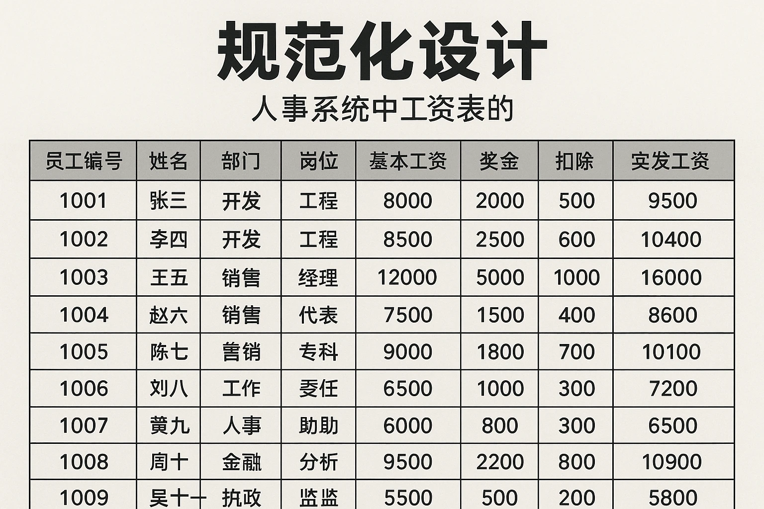 人事系统中工资表的规范化设计