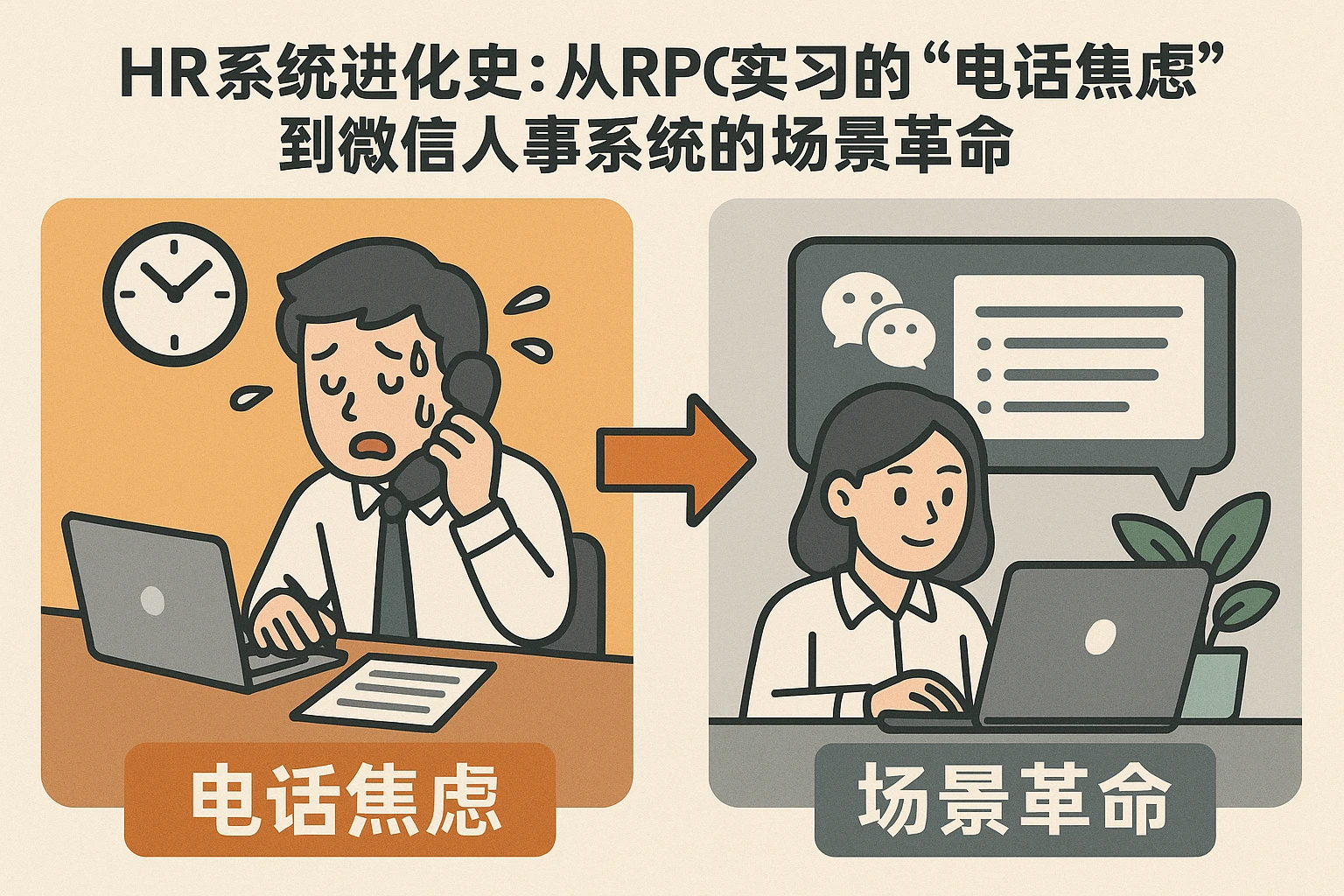 HR系统进化史:从RPO实习的“电话焦虑”到微信人事系统的场景革命