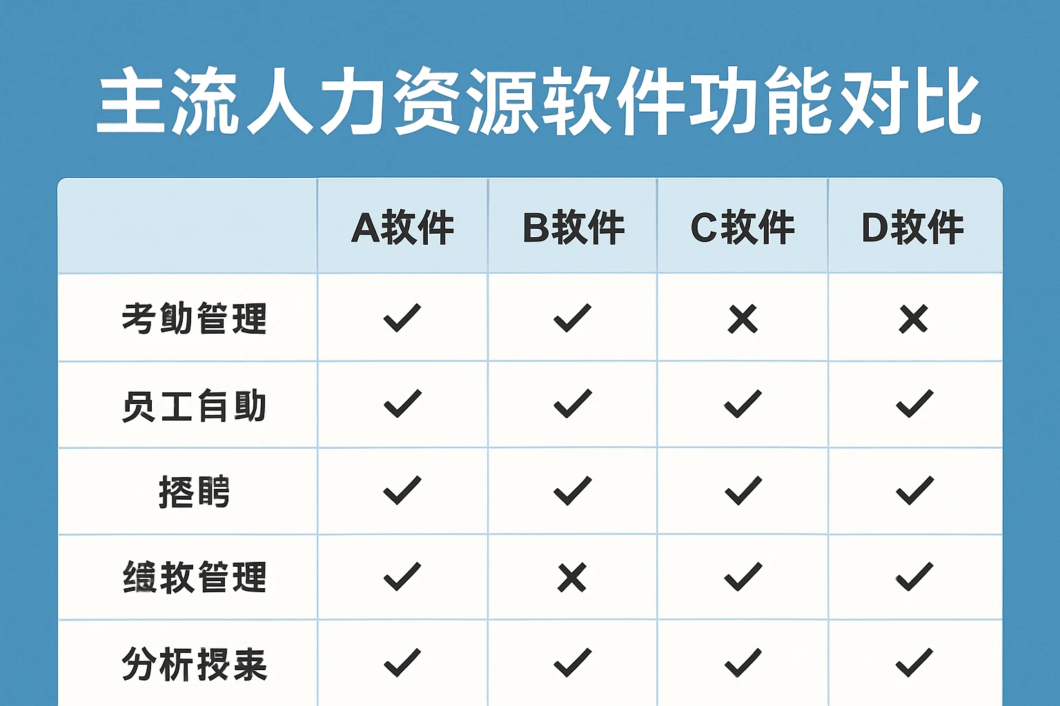 主流人力资源软件功能对比