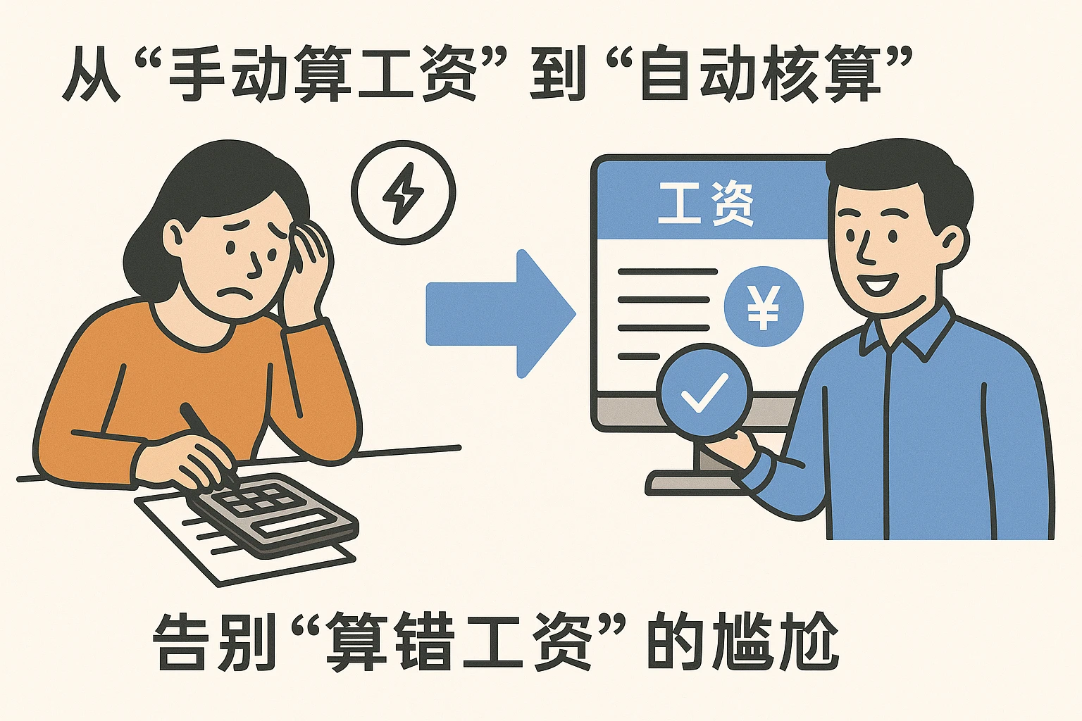 2. 从“手动算工资”到“自动核算”：告别“算错工资”的尴尬
