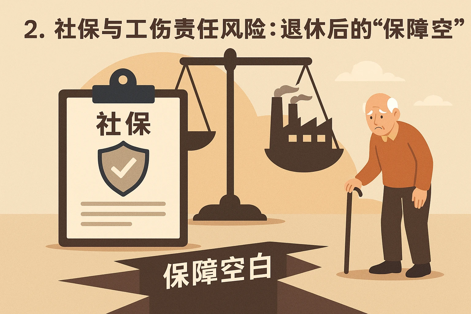 2. 社保与工伤责任风险：退休后的“保障空白”
