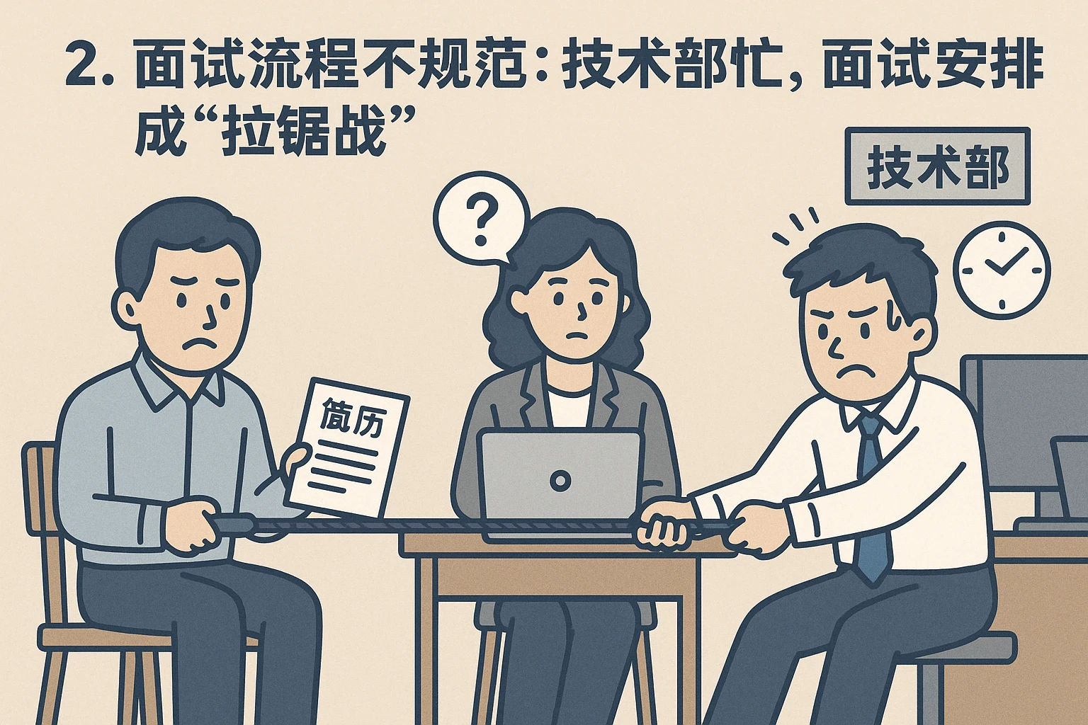 2. 面试流程不规范:技术部忙,面试安排成“拉锯战”