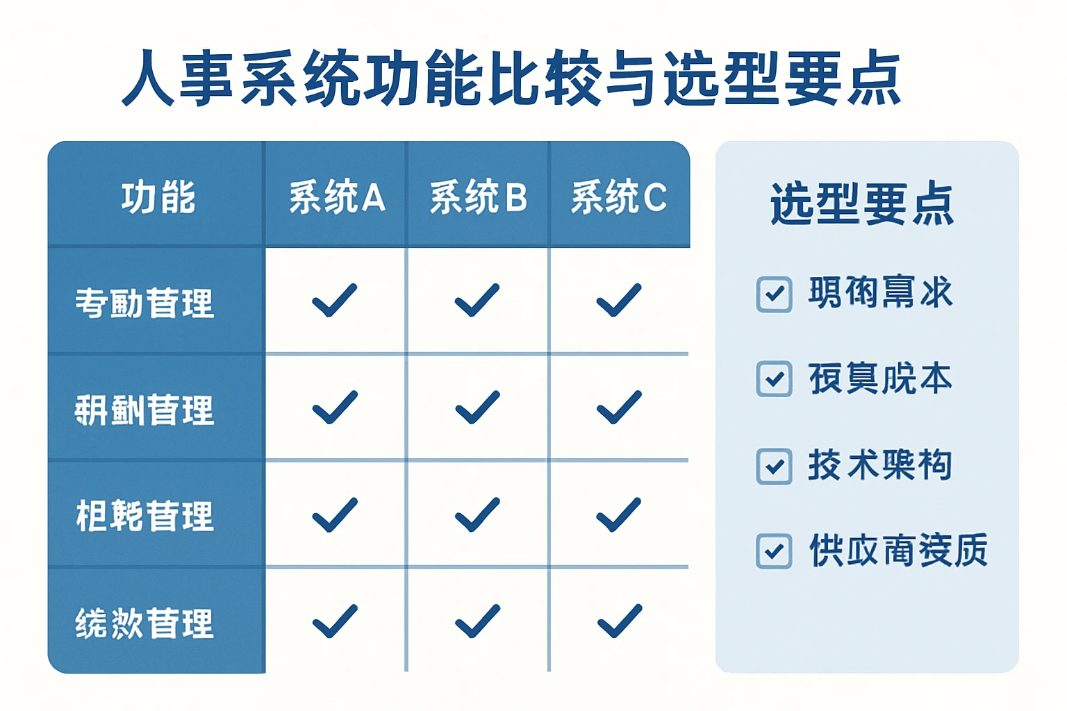 人事系统功能比较与选型要点
