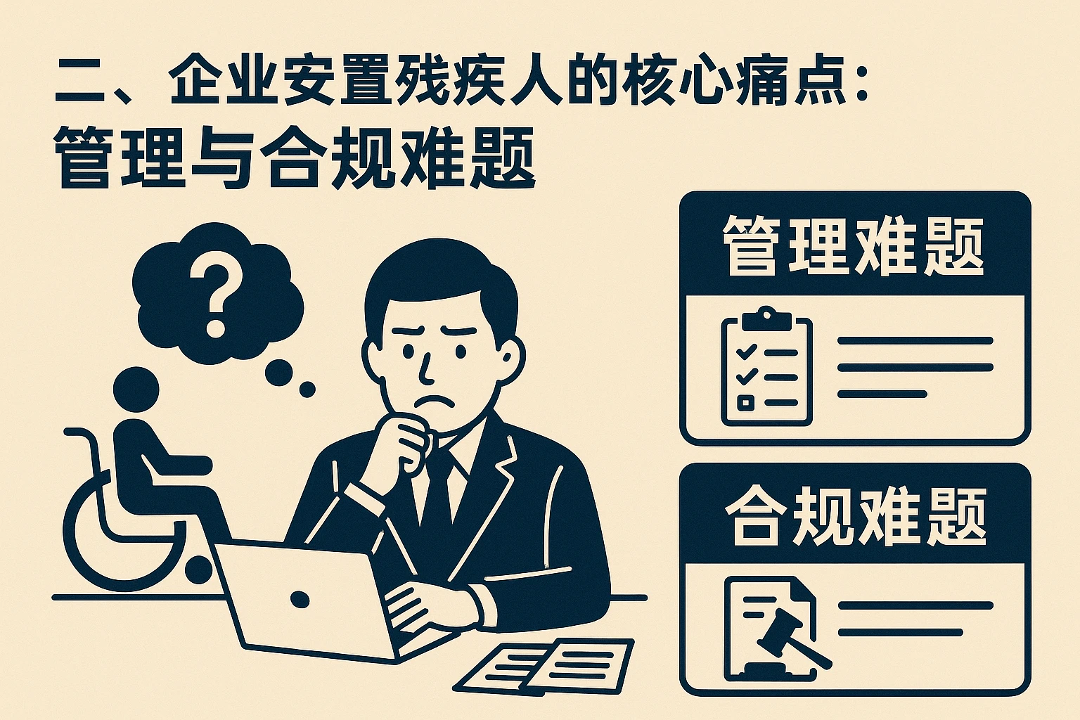 二、企业安置残疾人的核心痛点：管理与合规难题