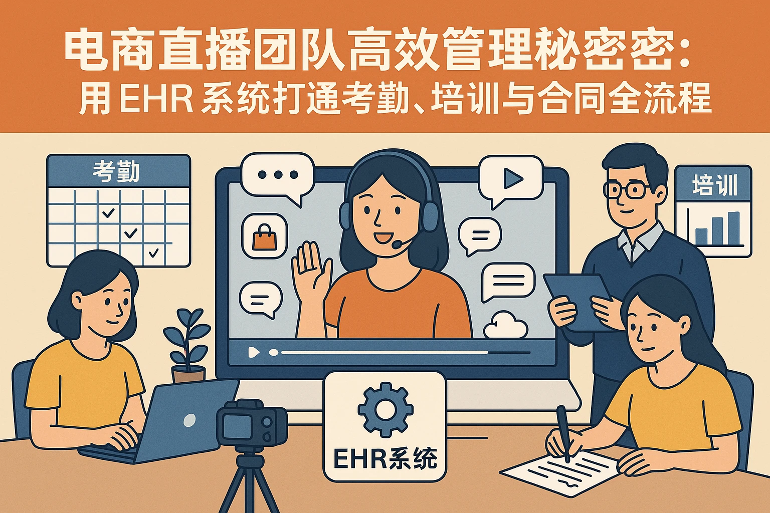电商直播团队高效管理秘诀：用EHR系统打通考勤、培训与合同全流程