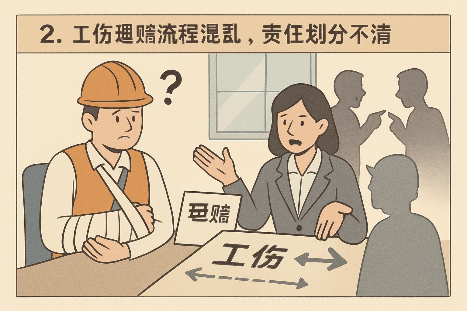 2. 工伤理赔流程混乱，责任划分不清