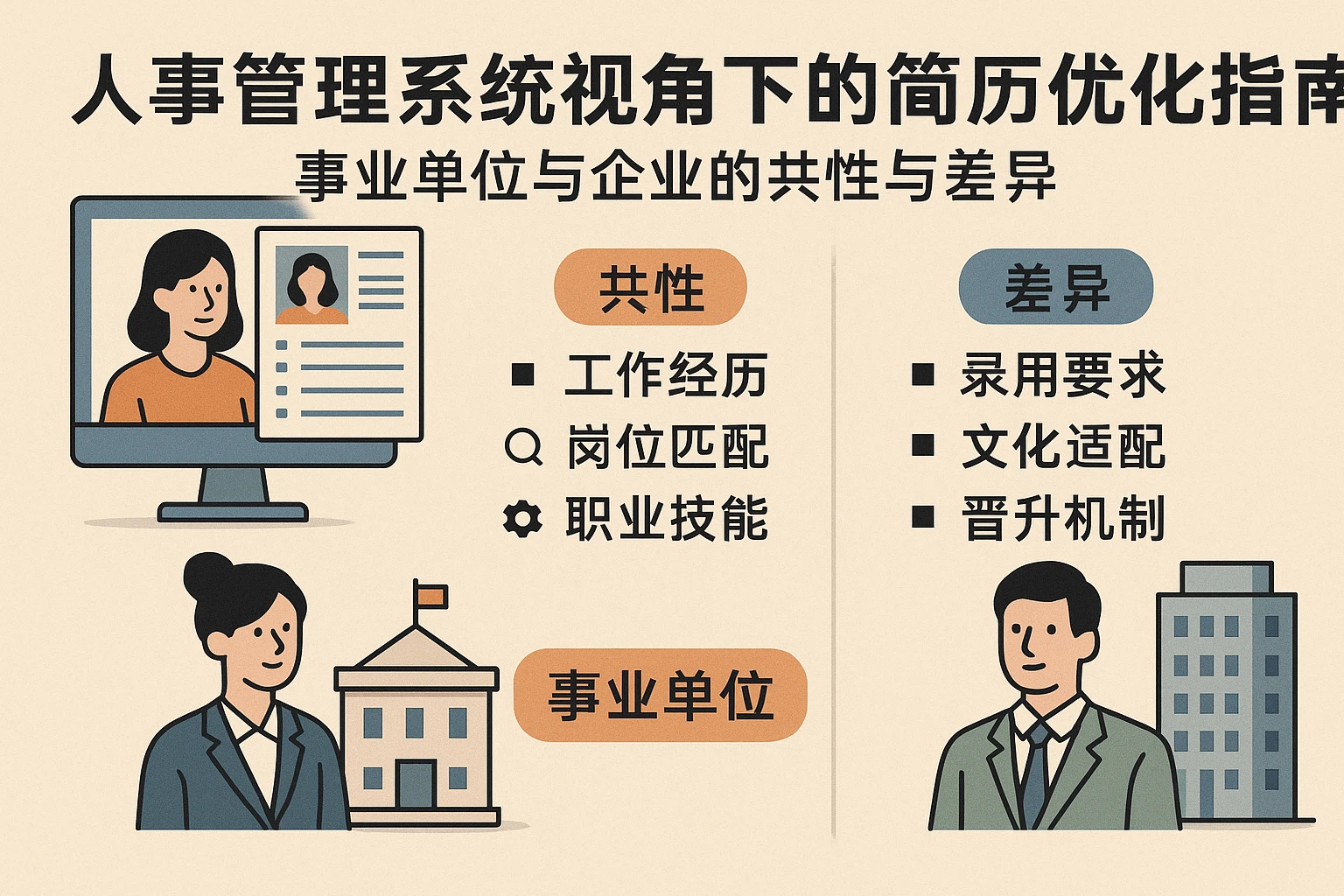 人事管理系统视角下的简历优化指南:事业单位与企业的共性与差异