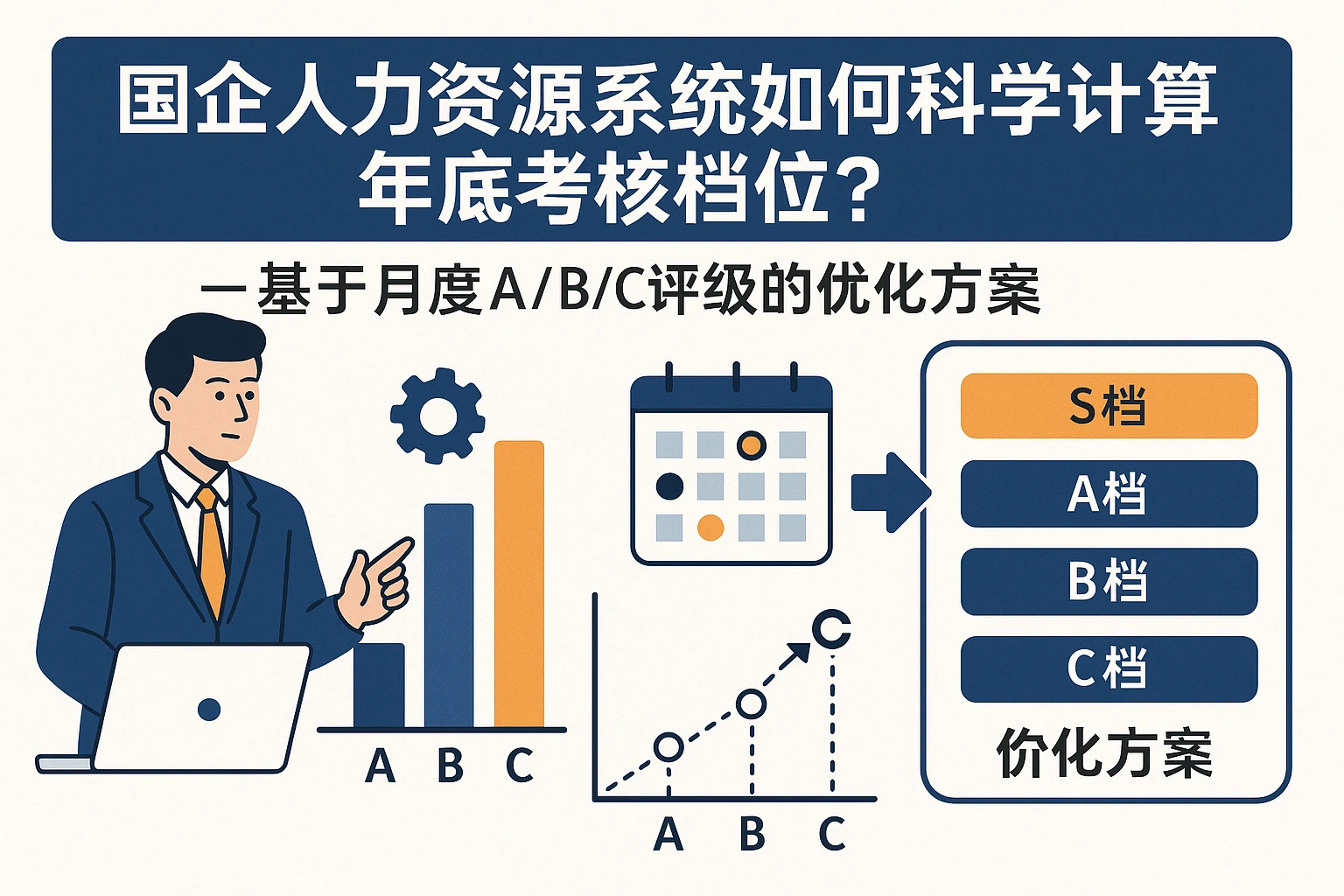 国企人力资源系统如何科学计算年底考核档位？——基于月度A/B/C评级的优化方案